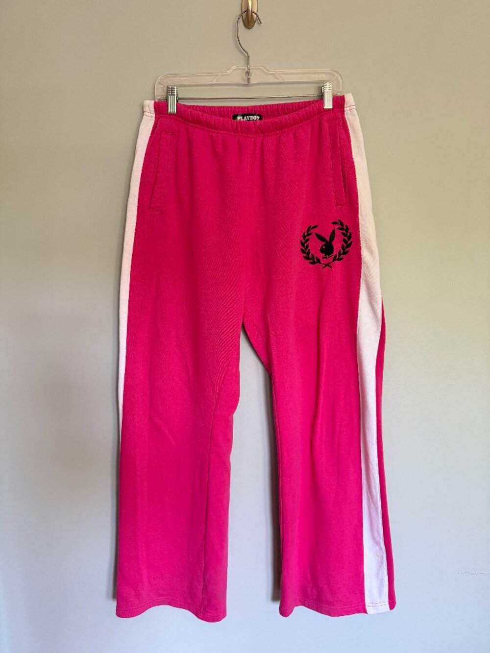 Playboy Lounge Pants with White Stripe Down the side and Black Bunny Logo Size M